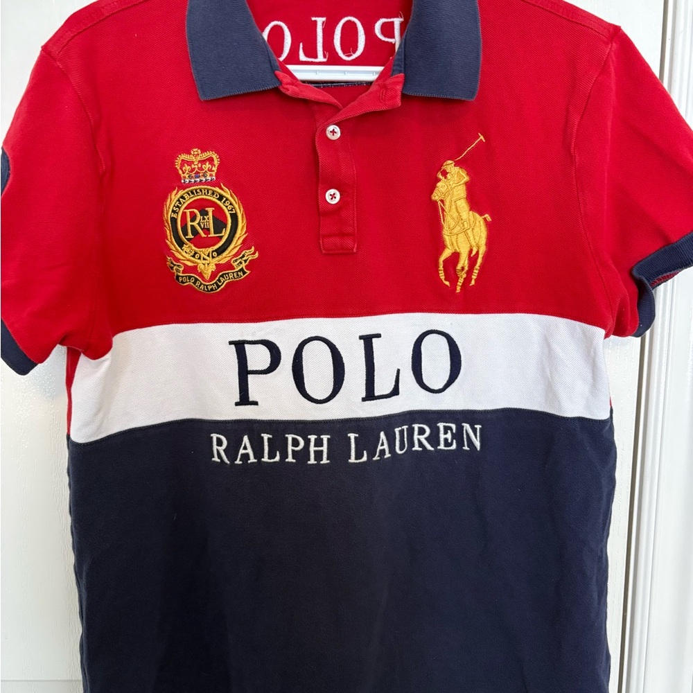 Ralph Lauren Men's Polo Shirt in Red, White, and Navy
